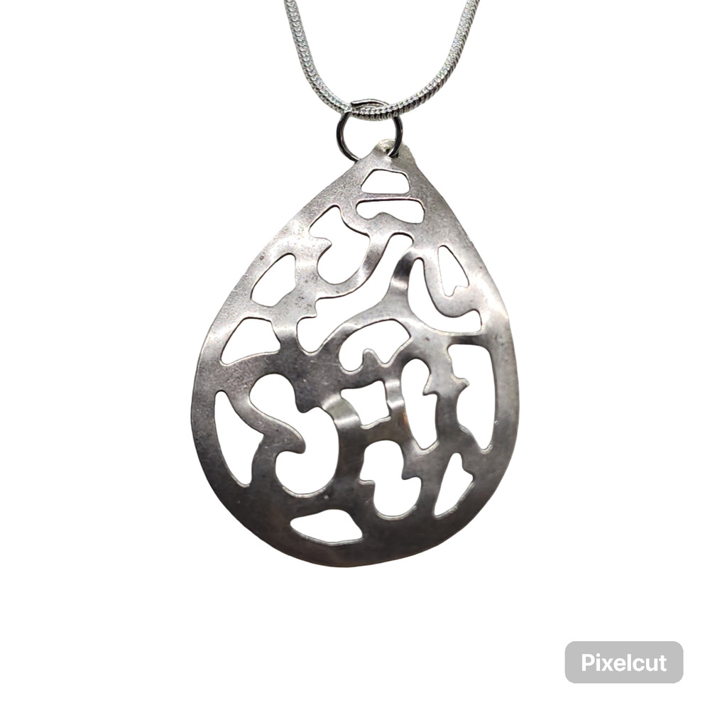 Vintage 1970s Taxco Mexico Sterling Silver 925 Pendant Teardrop Filigree Scroll